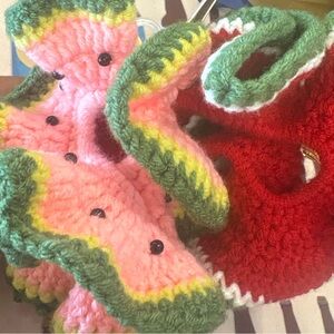 Piper K Watermelon Fruit Crochet Hair Scrunchies Set of 2